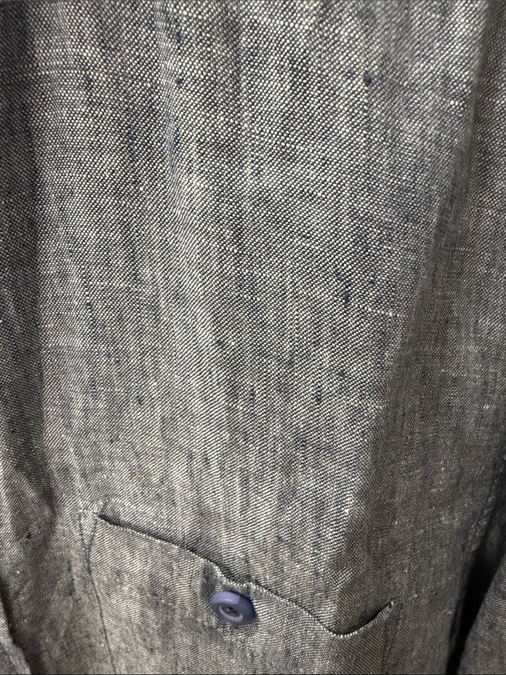 L.L. Bean Light Blue Chambray Mandarin Collar Button-Up - Picture 4 of 4